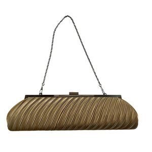 Vintage Gold Satin Baguette Mini Purse Clutch Bag Event Formal Prom Hoco